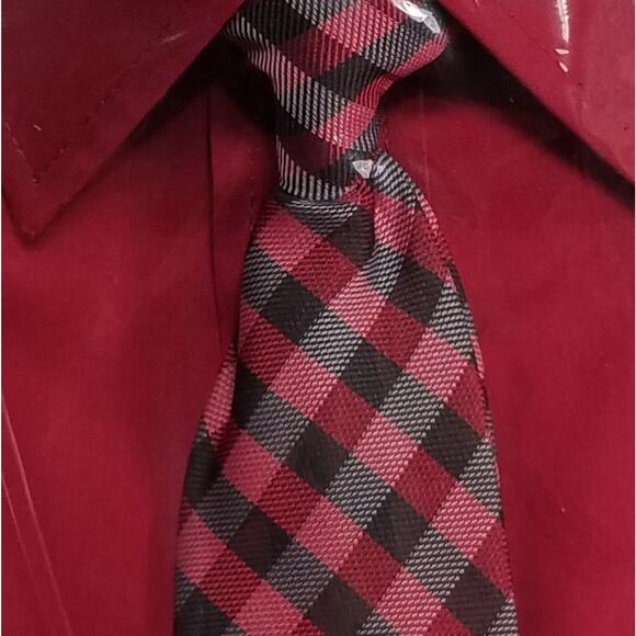 Chaps Kids Dress Shirt W/Easy-Clip Tie Size XXS/4-5 Red Long Sleeve Stretch New - Picture 5 of 7
